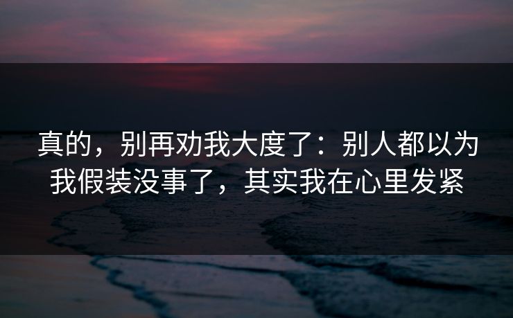 真的,别再劝我大度了:别人都以为我假装没事了,其实我在心里发紧
