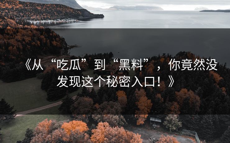 《从“吃瓜”到“黑料”，你竟然没发现这个秘密入口！》