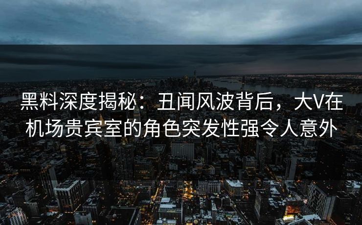 黑料深度揭秘：丑闻风波背后，大V在机场贵宾室的角色突发性强令人意外  第1张