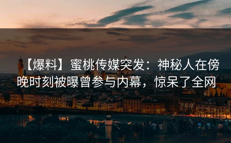 【爆料】蜜桃传媒突发：神秘人在傍晚时刻被曝曾参与内幕，惊呆了全网  第1张