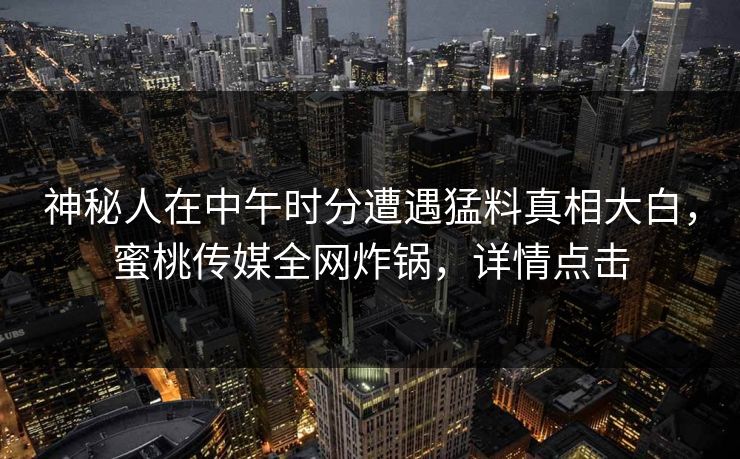 神秘人在中午时分遭遇猛料真相大白,蜜桃传媒全网炸锅,详情点击
