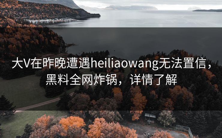 大V在昨晚遭遇heiliaowang无法置信，黑料全网炸锅，详情了解